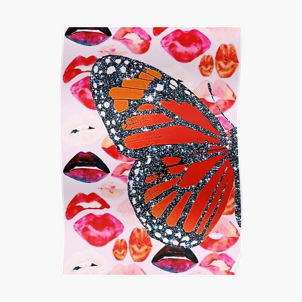 glitter butterfly/lips collage Poster