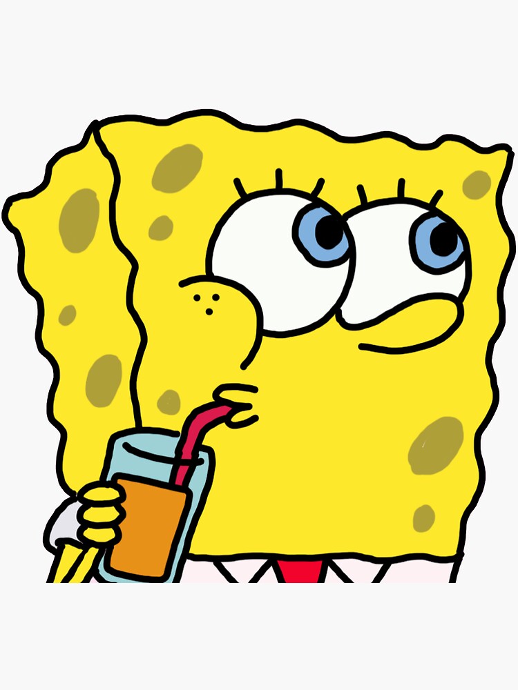 Spongebob Sipping Drink Sticker For Sale By I K Redbubble