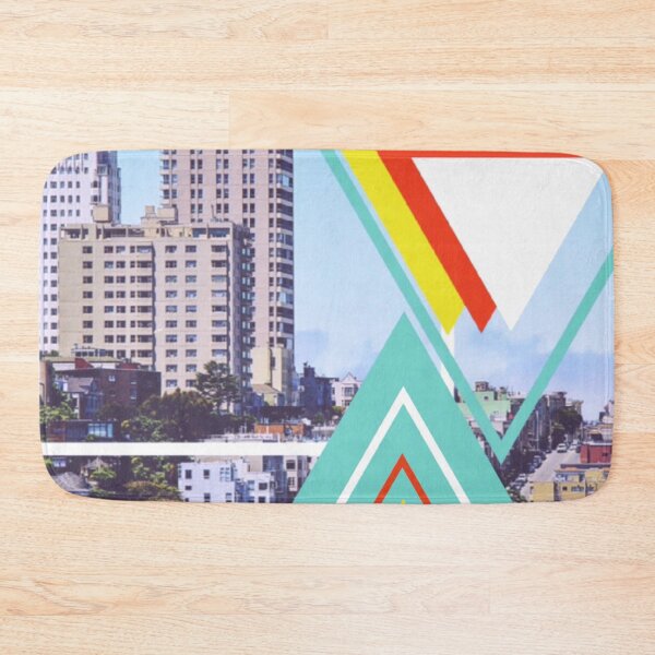 Item preview, buildings in the city with colorful triangle shape and blue sky designed and sold by Mrvell.