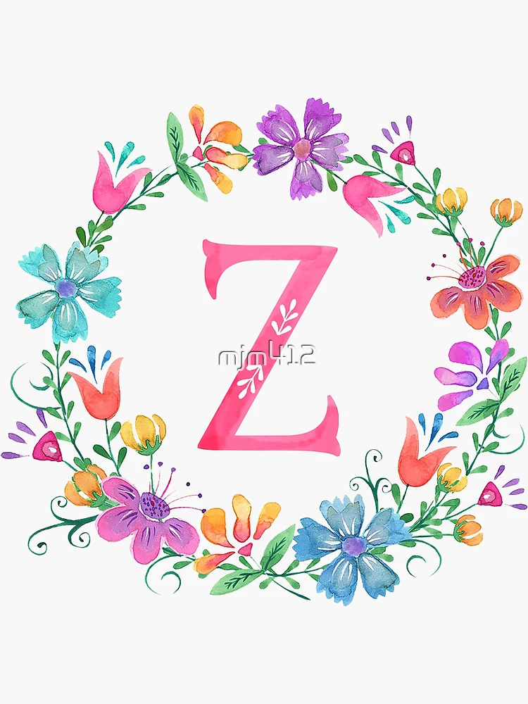 Z Floral Monogram Initial | Sticker