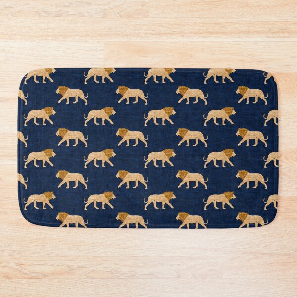 Item preview, Lions - walking lion on navy  designed and sold by littlearrow.