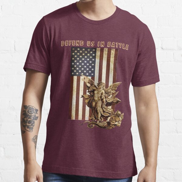 St Michael the Archangel Angel Catholic Saint United States Flag US Essential T-Shirt