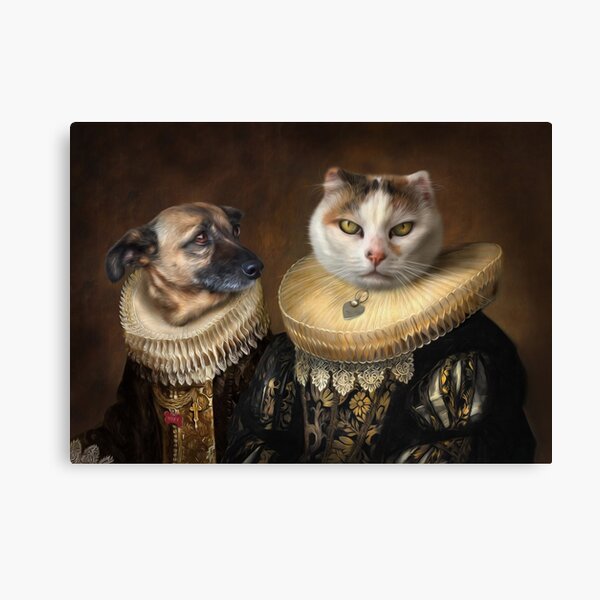 Dog and Cat Portrait - Roxy and Slinky Canvas Print