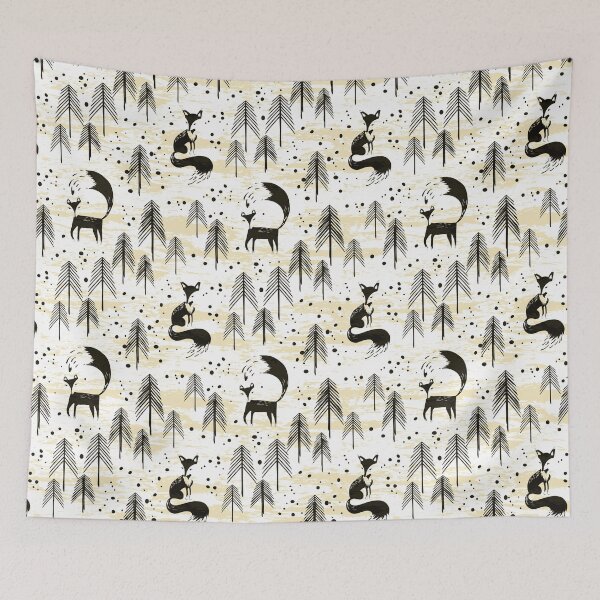 Item preview, Foxy in winter pine forest designed and sold by Lidiebug.