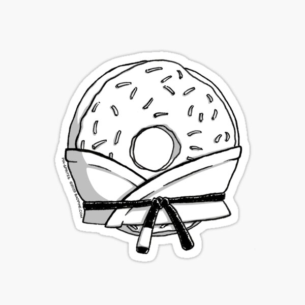 Pin-Sprites Donut in a Gi - Black and White/ No-Face Sticker