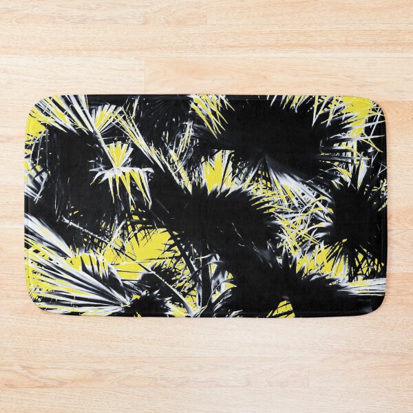 Item preview, black and white palm leaves with yellow background designed and sold by Mrvell.