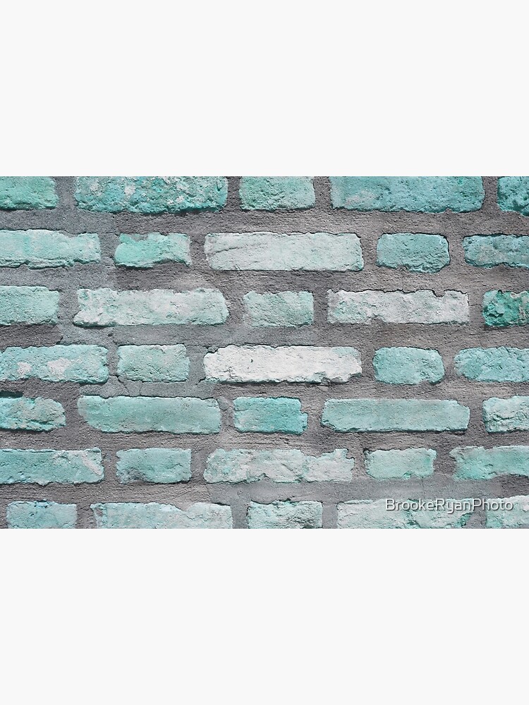 Aqua and Gray Brick Wall by BrookeRyanPhoto