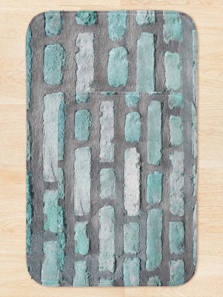 Alternate view of Aqua and Gray Brick Wall Bath Mat