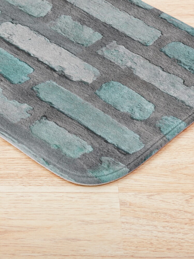 Alternate view of Aqua and Gray Brick Wall Bath Mat