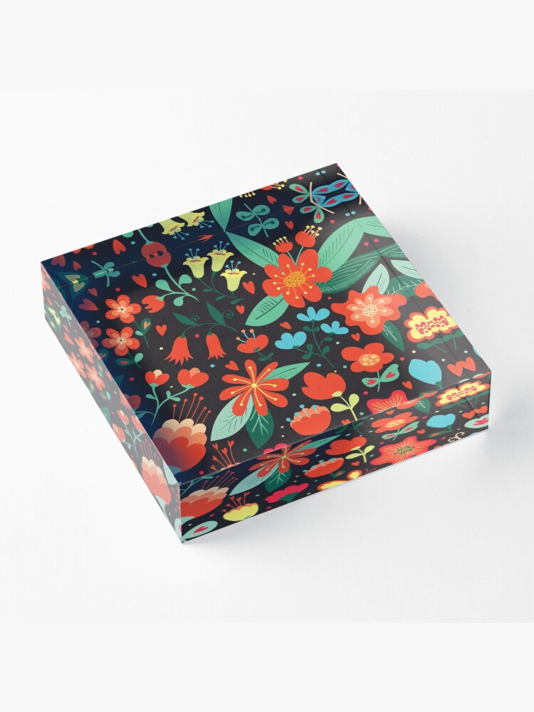 Alternate view of Flowers and hearts Acrylic Block