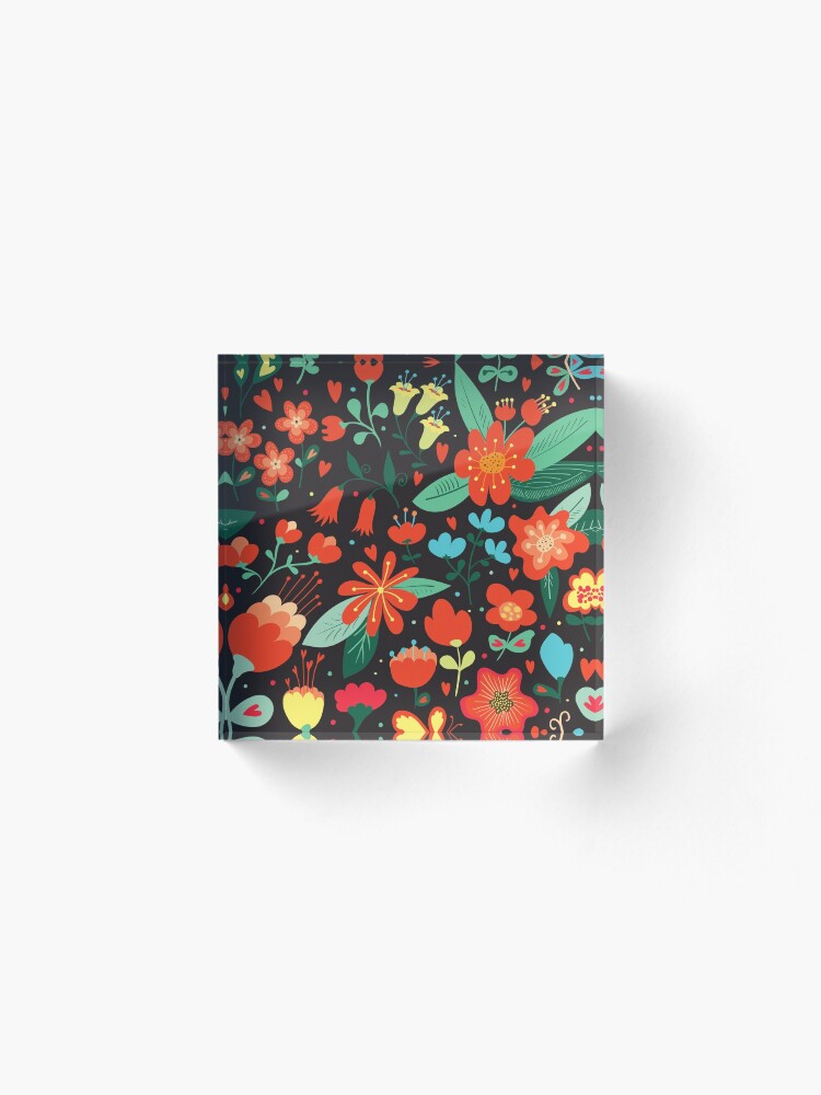 Alternate view of Flowers and hearts Acrylic Block