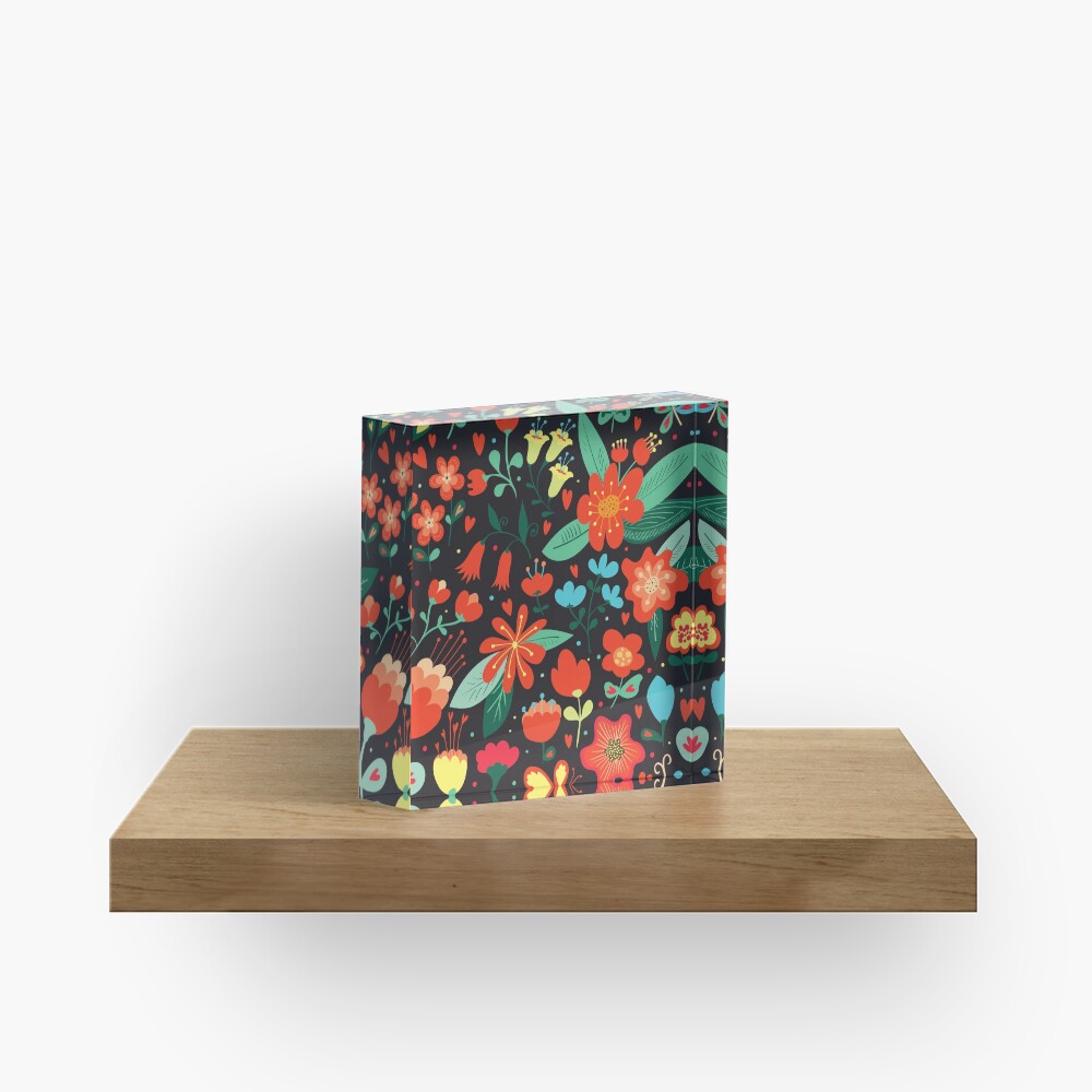 Flowers and hearts Acrylic Block