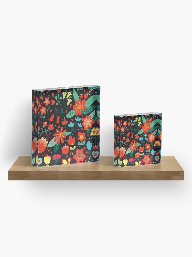 Alternate view of Flowers and hearts Acrylic Block