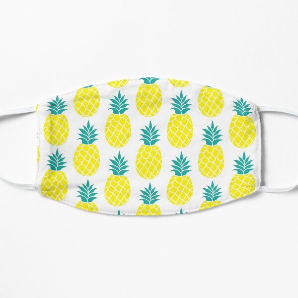 Pineapple Print | Fruit Pattern | Yellow Design | Food Graphic | Pineapple Gift | Sweet Present Flat Mask