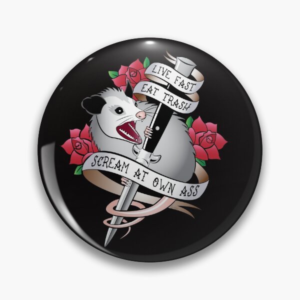 Item preview, Opossum tattoo: Live fast, eat trash, scream at own ass. designed and sold by evilkidart.