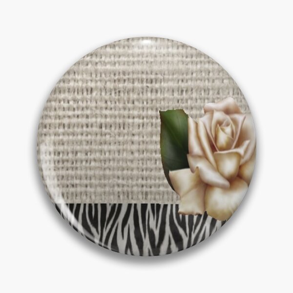 Item preview, 1980s Chic Zebra print rustic burlap botanical floral white rose  designed and sold by LEILA ART SPACE.