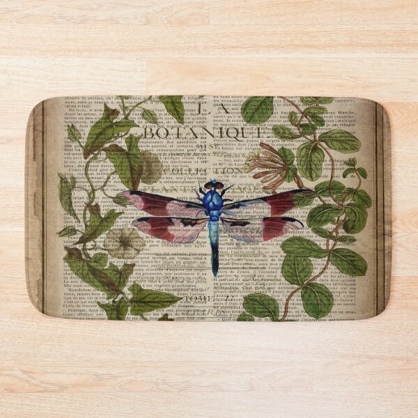 Item preview, 1980s dark academia leaves botanical art vintage french dragonfly designed and sold by LEILA ART SPACE.