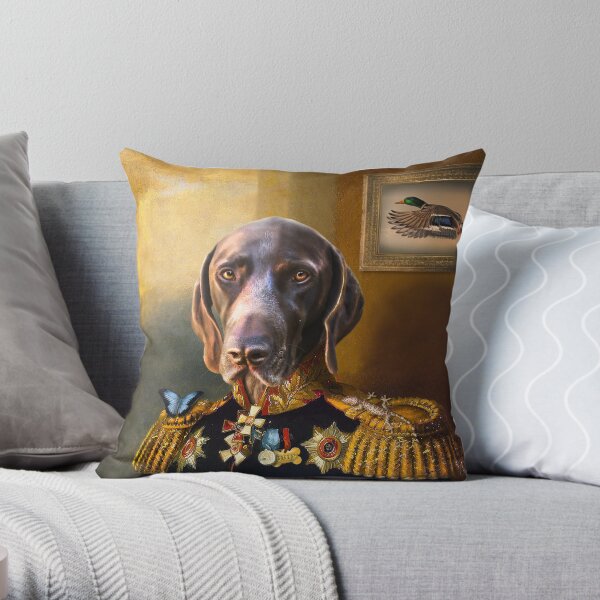German Short Haired Pointer Dog Portrait - Chip Throw Pillow