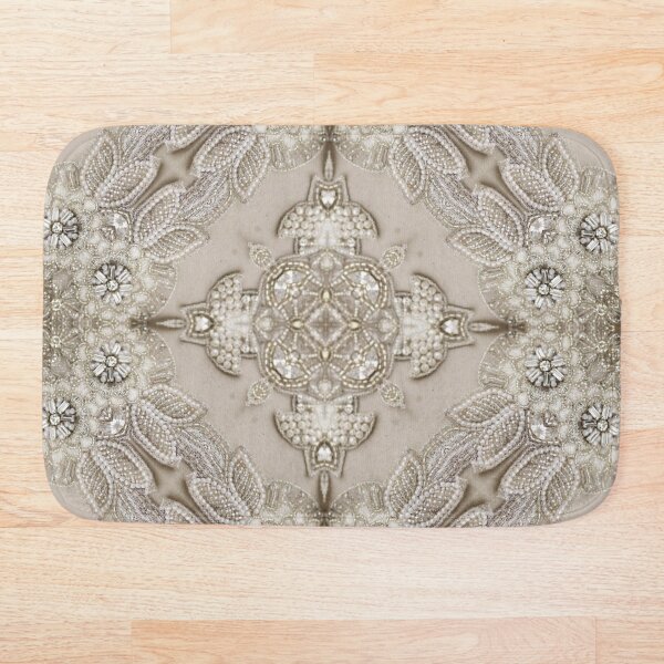 vintage Rhinestone pearl glamorous beige lace Bath Mat