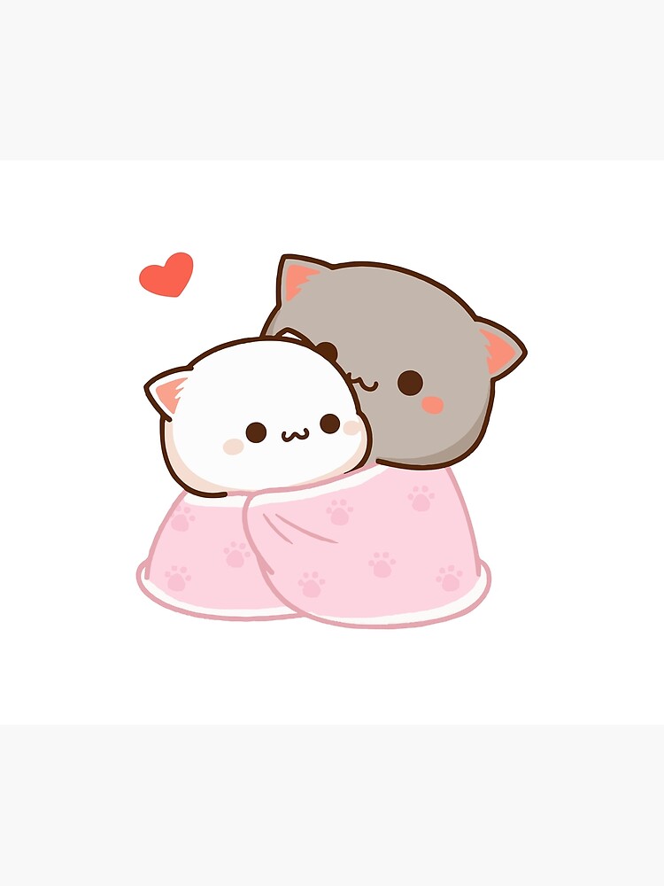 Peach and Goma Cuddling - Mochi Peach Cat by misoshop