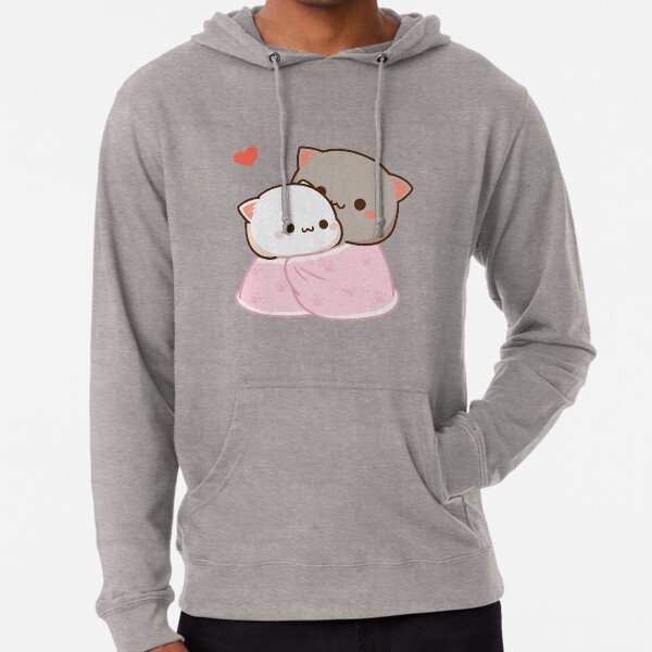 Black Novelty Unisex Lightweight AZSTEEL Mochi Peach Cat Goma Love is Kind Hugs Kisses Valentine Pullover Hoodie