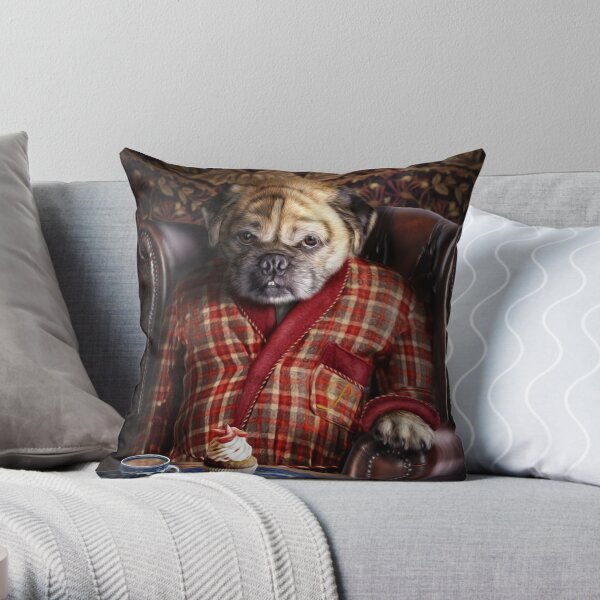 Pug Dog Portrait - Pudgy Throw Pillow