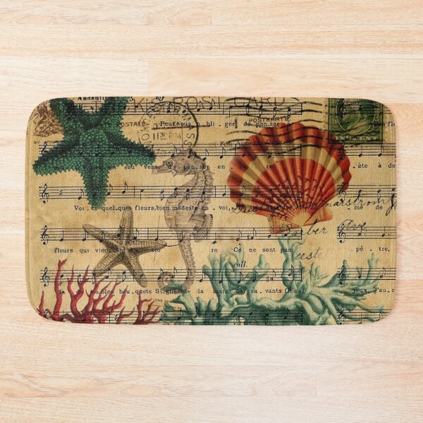 Item preview, cottagecore retro nautical ocean starfish coral seashells  designed and sold by LEILA ART SPACE.