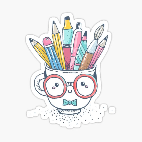 Item preview, Back to School cute cup with pencil, pen, brush designed and sold by kostolom3000.