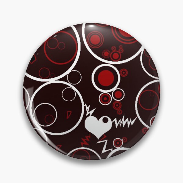Item preview, RED AND BLACK CIRCLES WITH LIGHTNING WHITE LOVE HEART ART DESIGN  designed and sold by ozcushionstoo.