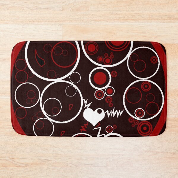 Item preview, RED AND BLACK CIRCLES WITH LIGHTNING WHITE LOVE HEART ART DESIGN  designed and sold by ozcushionstoo.