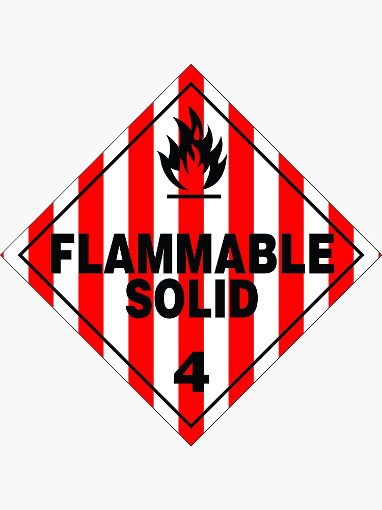 "Flammable Solid" Sticker for Sale by rupertrussell Redbubble