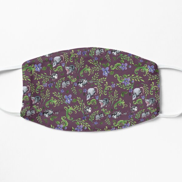 Opossum, Fern, & Violet Print Flat Mask