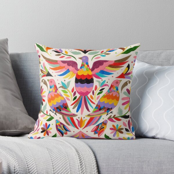 Otomi birds Throw Pillow