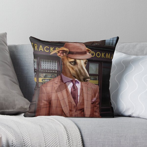 Greyhound Dog Portrait - Wiley Throw Pillow