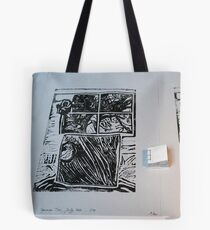 Arbre au carré - Tree in the square + linocut Tote Bag
