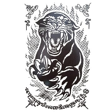 Sak Yant Suea Tapop Magical Tiger Thai Tattoo -Neon White Design Art Board  Print for Sale by FarlyDatau