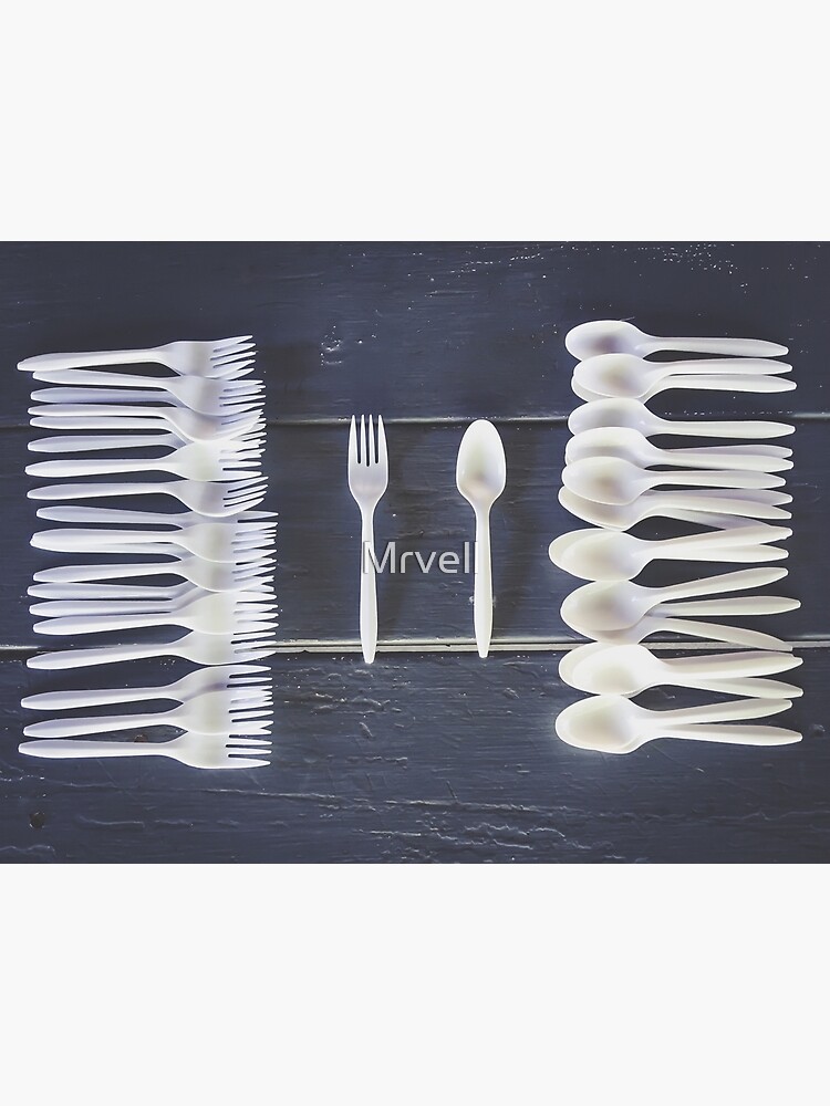 Plastic Cutlery Disposable Plastic Forks And Spoons On Wooden