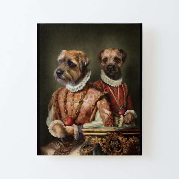 Border Terrier Dog Portrait - Holly and Ivy Canvas Mounted Print