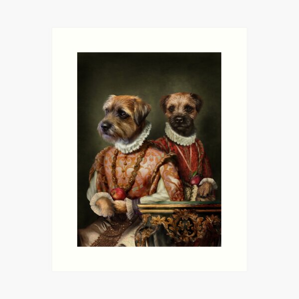 Border Terrier Dog Portrait - Holly and Ivy Art Print