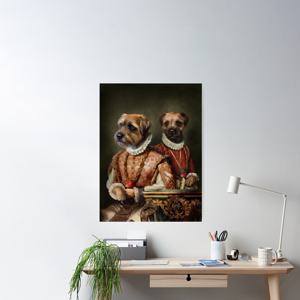 Border Terrier Dog Portrait - Holly and Ivy Poster