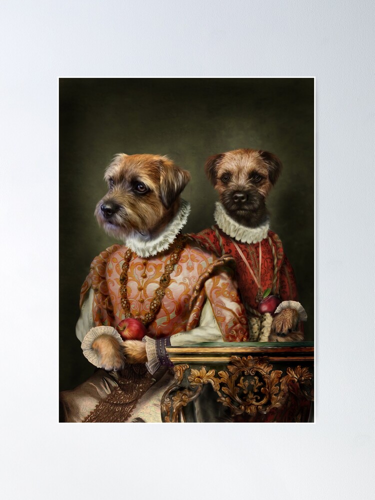 Alternate view of Border Terrier Dog Portrait - Holly and Ivy Poster