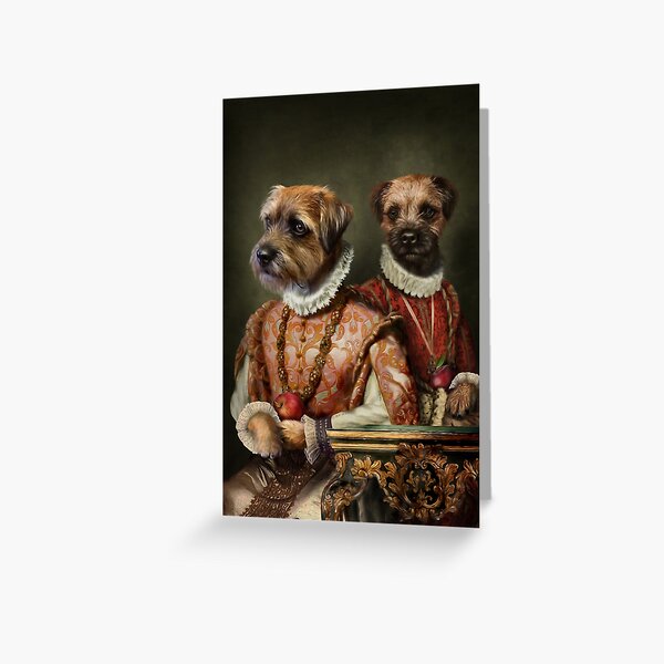 Border Terrier Dog Portrait - Holly and Ivy Greeting Card