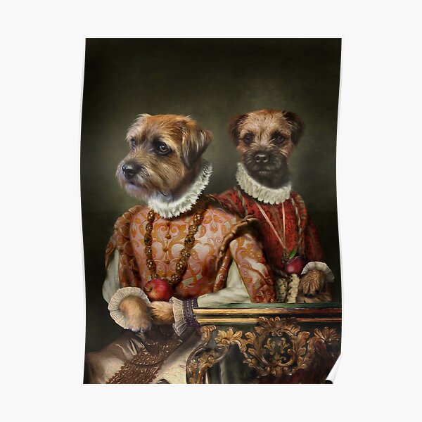 Border Terrier Dog Portrait - Holly and Ivy Poster