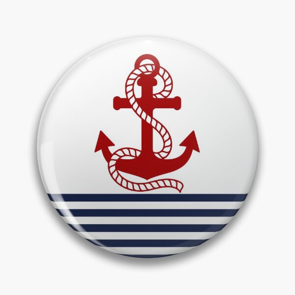 Item preview, Nautical navy blue and white stripes with a red anchor designed and sold by IoanaHraball.
