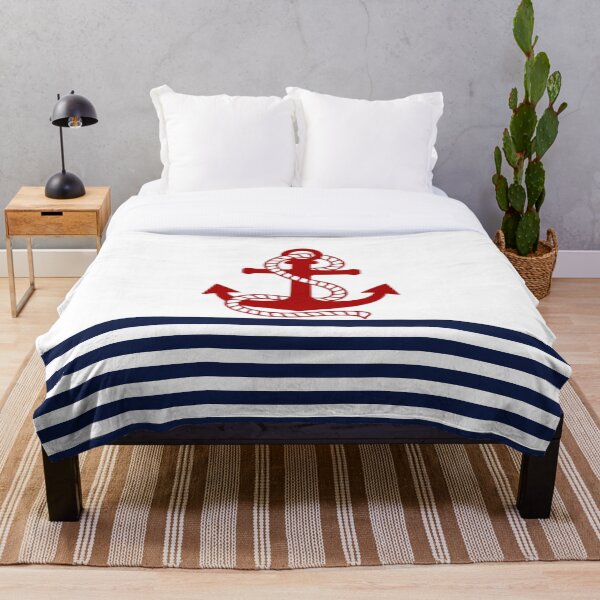 navy and white striped throw blanket