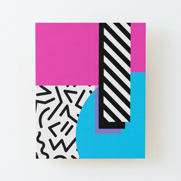 Colorful Retro Memphis Abstract Wood Mounted Print
