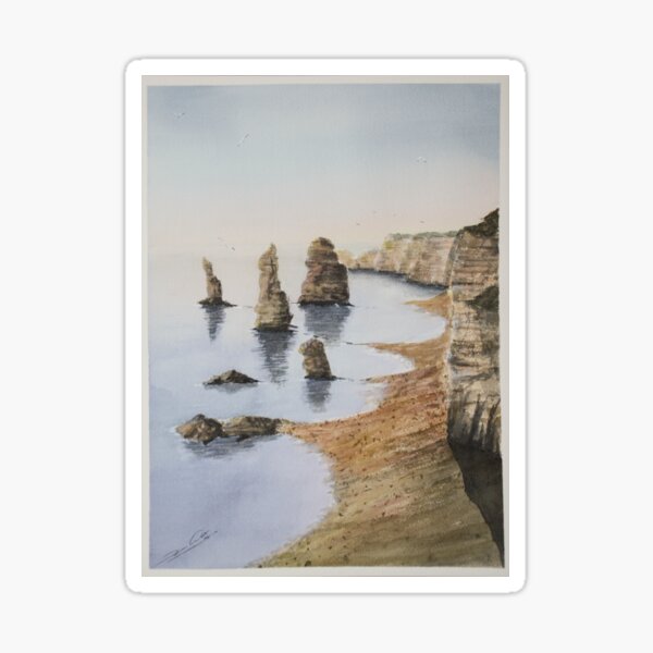 Watercolor. Twelve apostles, Australia Sticker
