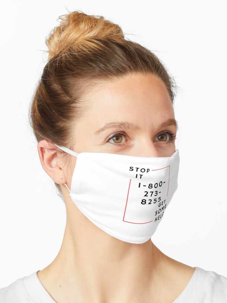 1 800 273 8255 By Logic Stop It Get Some Help Mask By Carlourful Redbubble - logic 1 800 roblox