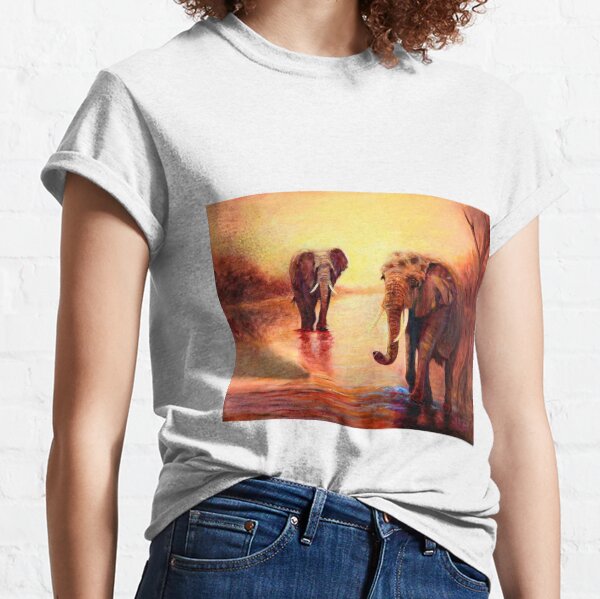 African Elephants at Sunset Classic T-Shirt