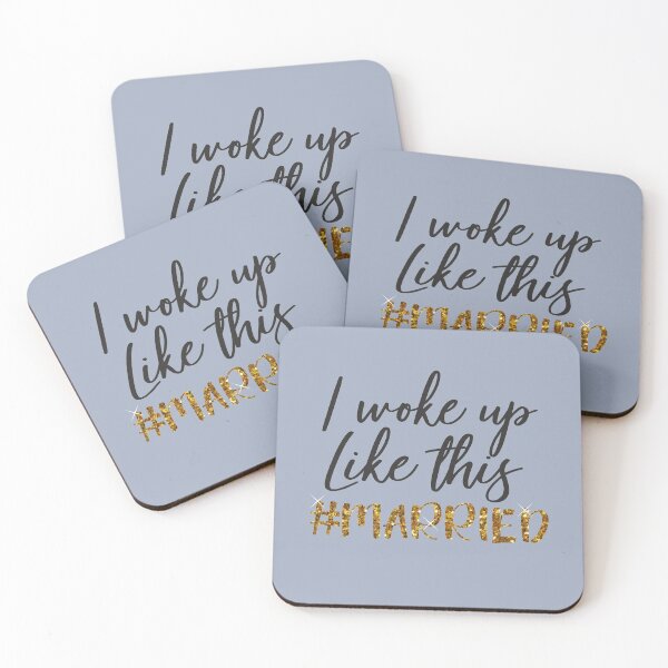 Item preview, I woke up like this #married Cute and golden sparkles Funny Just Married Gift for Bride designed and sold by alenaz.